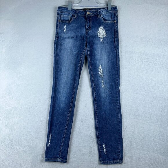 Denim Couture Slim Straight Leg Jeans Distressed Denim Womens Blue Size 7 - Picture 1 of 11